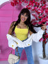 Yellow, basic top with a square neckline